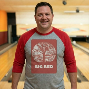 Unisex 3/4 Sleeve Raglan Shirt, with Big Red idea